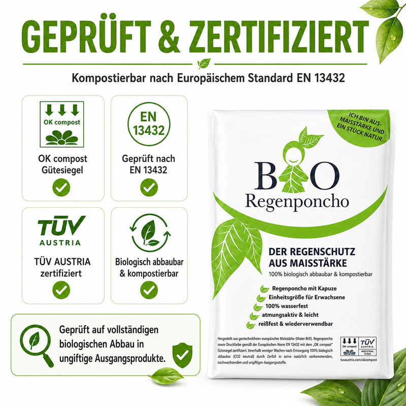 Bio Regenponcho · 5 Stück · 100% Biologisch abbaubar-zoom-