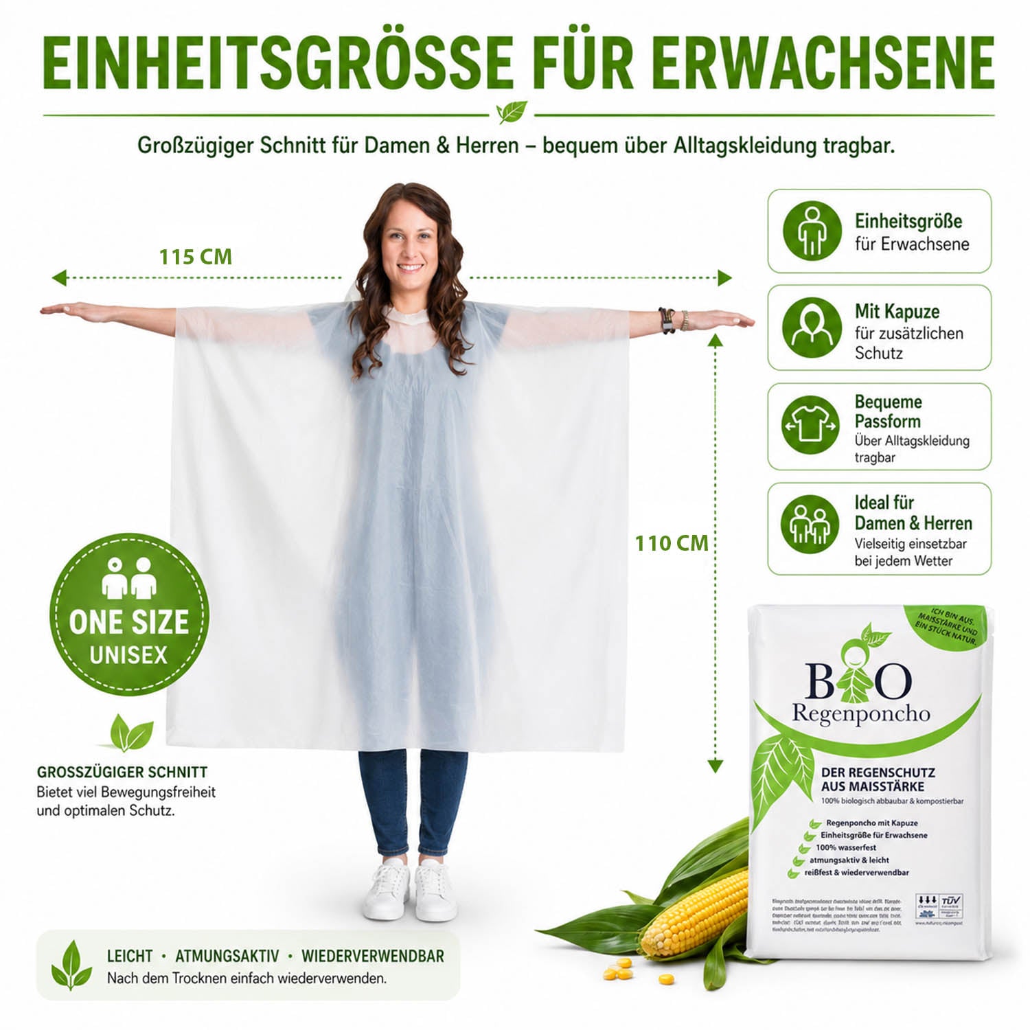 Bio Regenponcho · 5 Stück · 100% Biologisch abbaubar-zoom-5