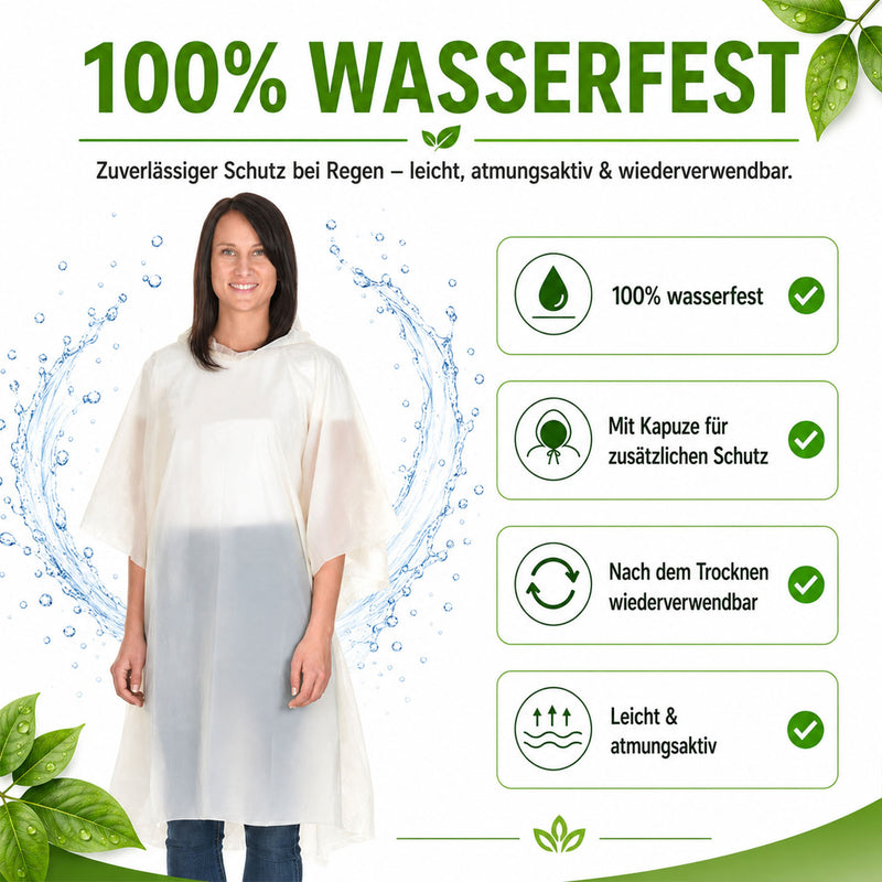 Bio Regenponcho · 5 Stück · 100% Biologisch abbaubar-zoom-