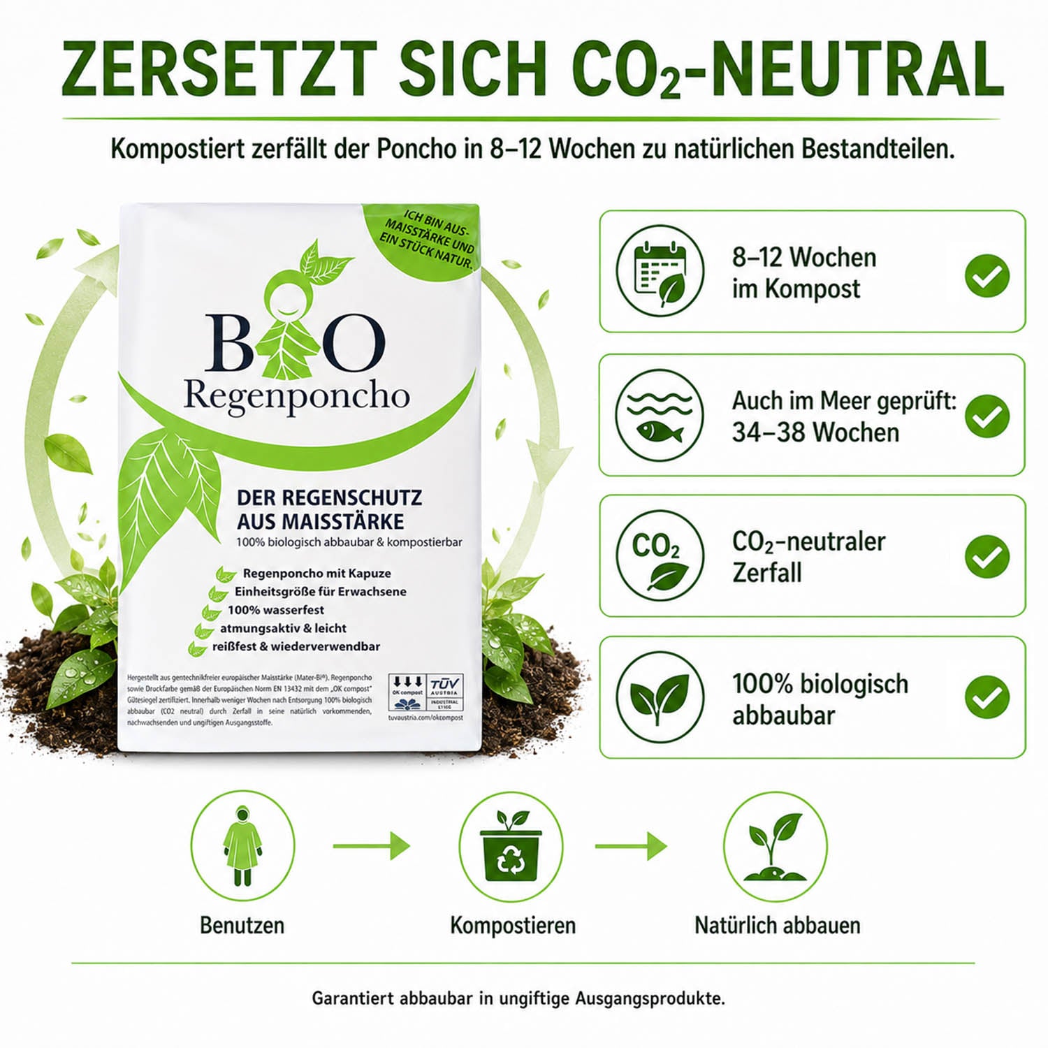 Bio Regenponcho · 5 Stück · 100% Biologisch abbaubar-zoom-7