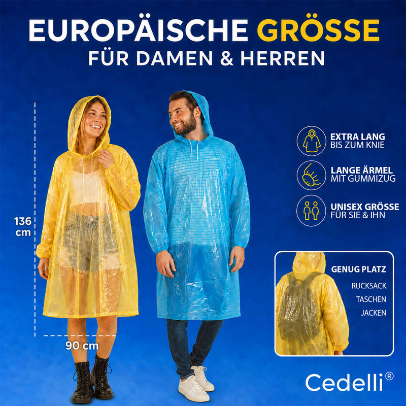 Cedelli® 5 Einweg Regenponchos | Festivals, Karneval, Outdoor - extra robust!-zoom-