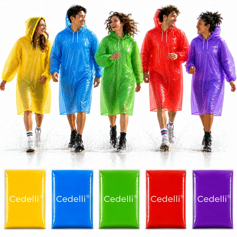 Cedelli® 5 Einweg Regenponchos | Festivals, Karneval, Outdoor - extra robust!-zoom-
