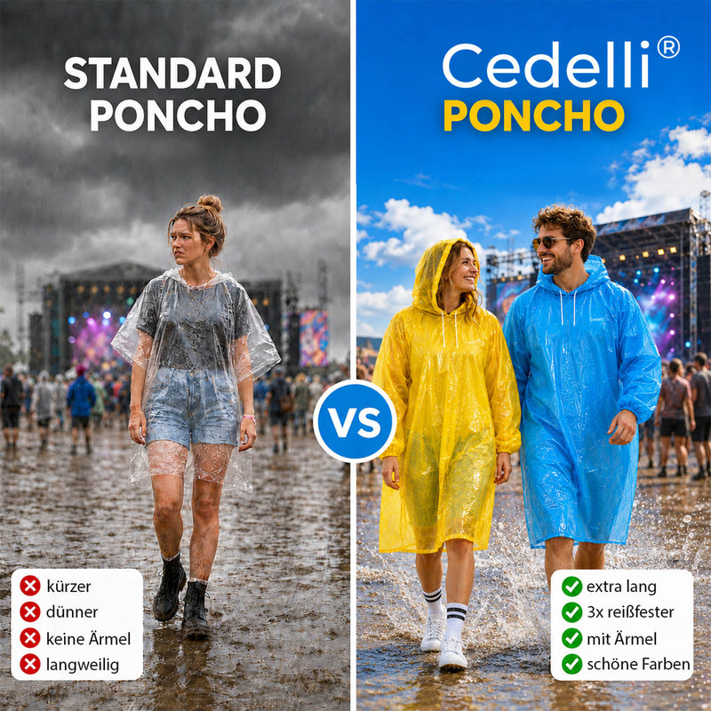 Cedelli® 5 Einweg Regenponchos | Festivals, Karneval, Outdoor - extra robust!-zoom-