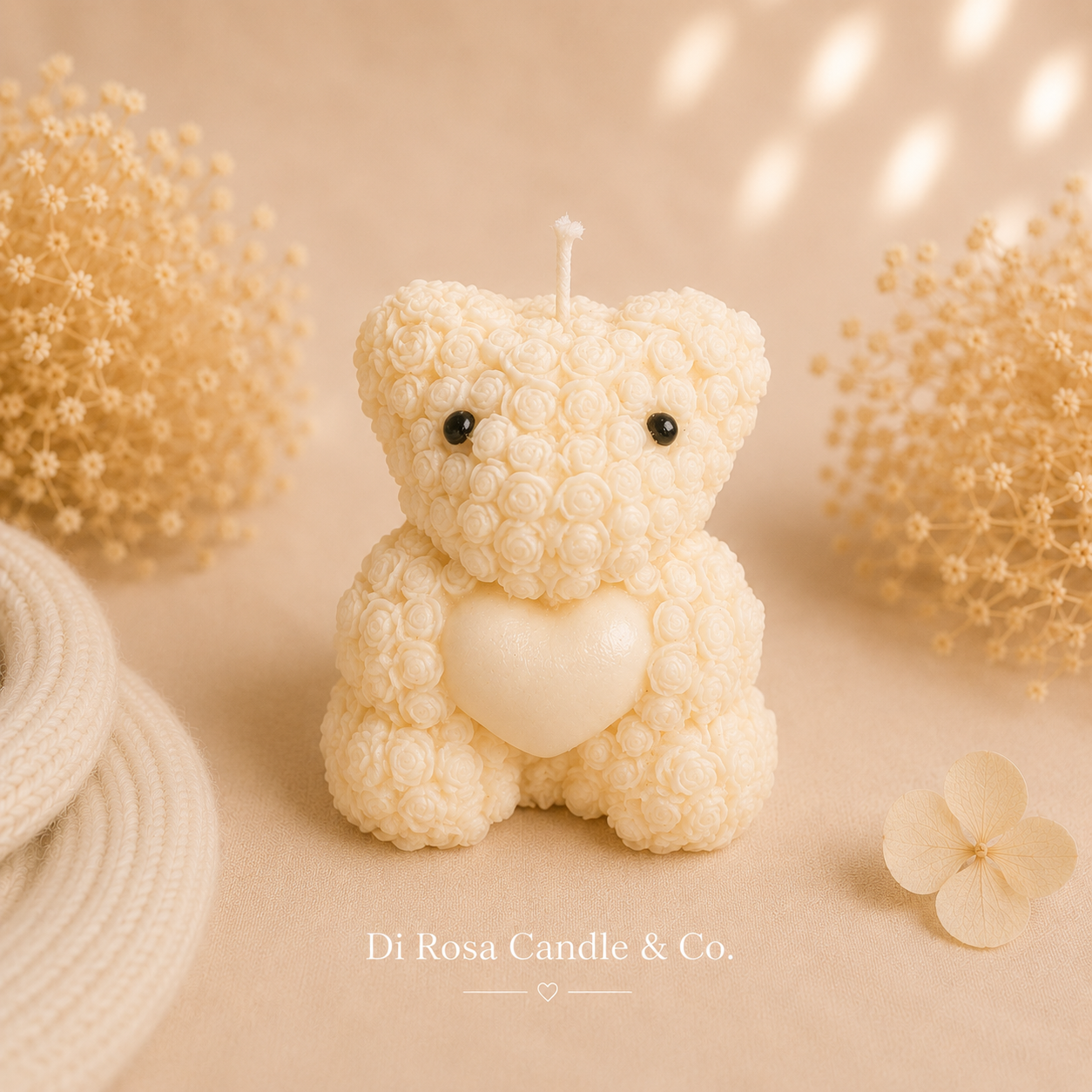 Teddy Heart Candle Medium-1